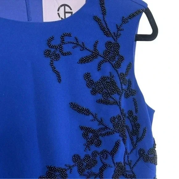 NWT JS Collection Blue Beaded Evening Cocktail Dress Size 12 - Picture 3 of 15